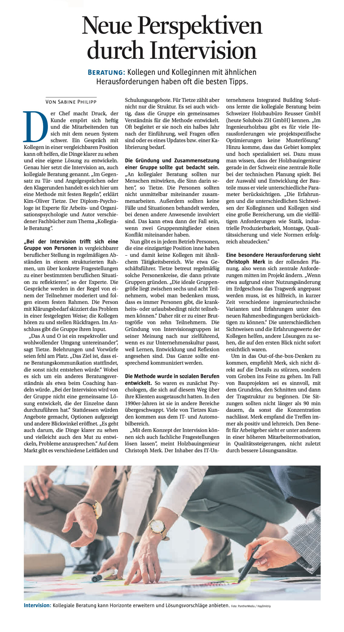 Bild des Artikels zu kollegialer Beratung in den VDI Nachrichten